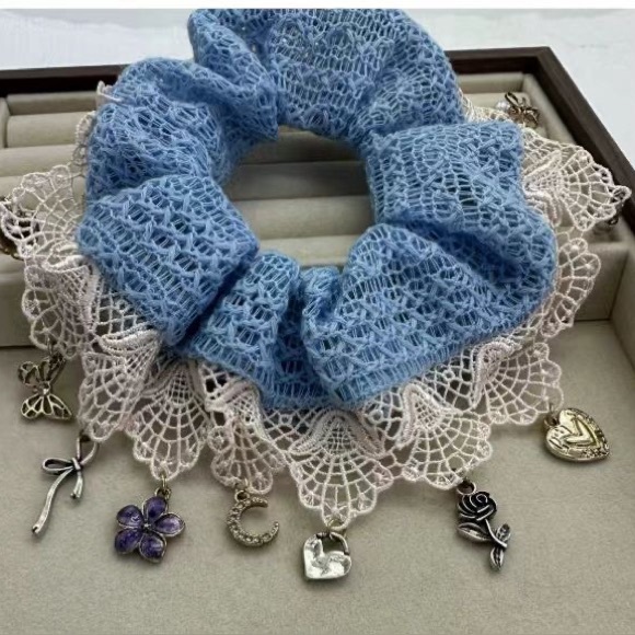 Free People Esmerelda Pony Locket Scrunchie in blue - Picture 4 of 4